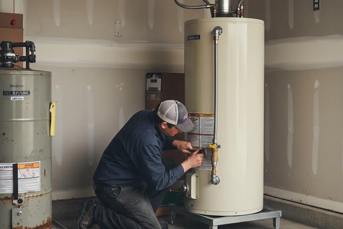 Water heater and shutoff valve replacement in Hoskinston