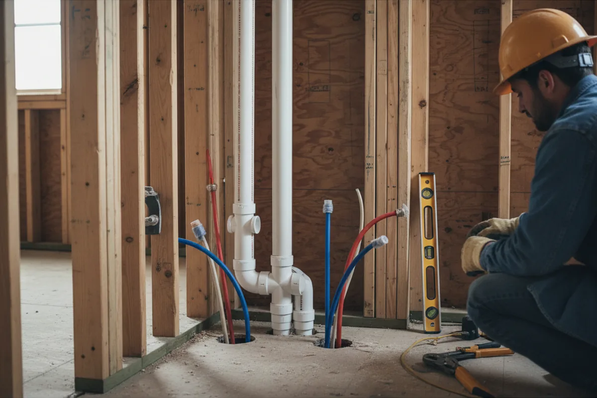 Drain and supply rough-in during Drain Cleaning in Hoskinston